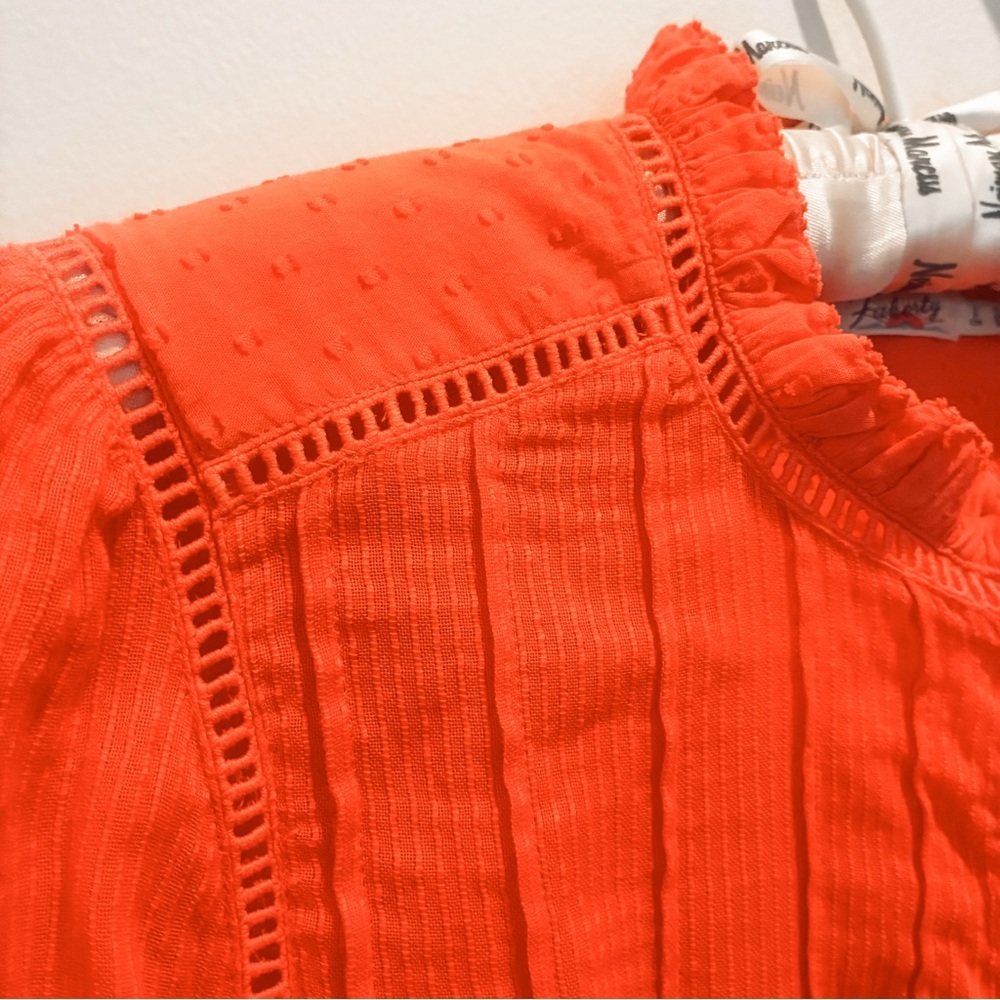 Faherty Coral Button-Front Ruffle-Trim Blouse - Picture 5 of 13